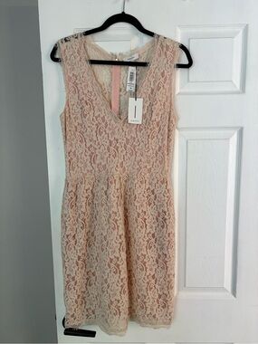 BABATON Anton Dress Sleeveless Lace V-Neck Dress in Blush